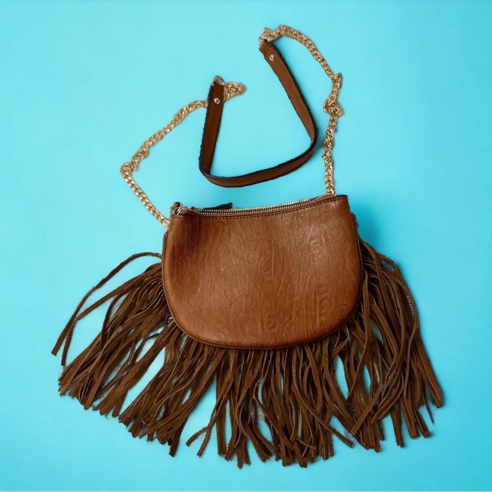 ALDO Brown Leather Multicompartment Crossbody Purse